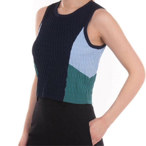NWOT Jonathon Simkhai crop sweater colorblock textured Size M - Picture 5 of 9